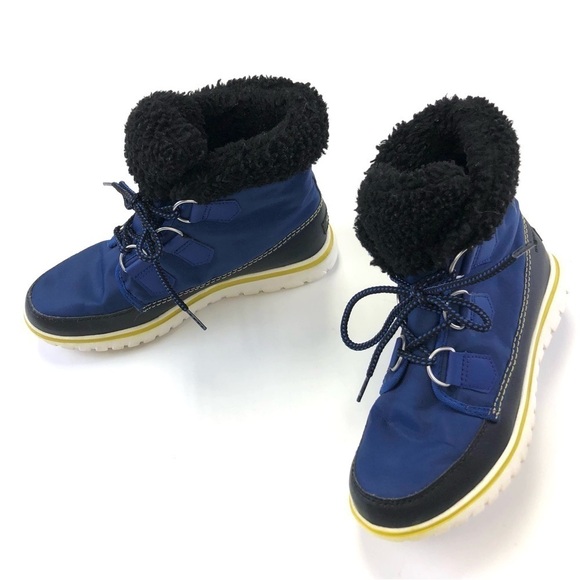 Sorel Cozy Carnival Aviation blue black ankle winter womens boots Size 7 - Picture 10 of 11